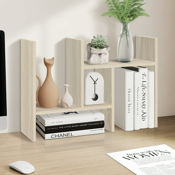 TY Arts & Culture Desktop Organizer Office Storage Rack Adjustable Wood Display Shelf