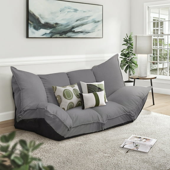 TY Arts & Culture Modern Children Lazy Sofa Adjustable Fabric Folding Pet Futon Sofa Gaming Sofa Gray