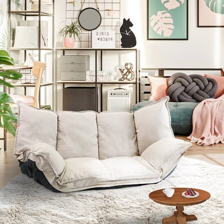 TY Arts & Culture Modern Children Lazy Sofa Adjustable Folding Pet Linen Futon Sofa Gaming Sofa Beige