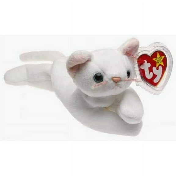 TY Beanie Babies Baby - FLIP the White Cat (Regular Size) BONUS ONE FUN CHOPS