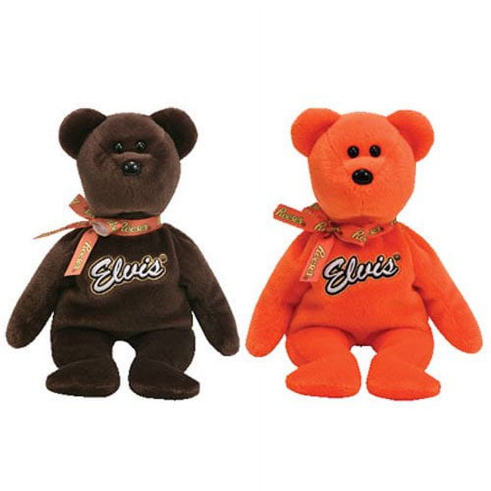 TY Beanie Babies COCO Elvis Presley Reese s Bears Set of 2 Orange Brown 8.5 inch Plush