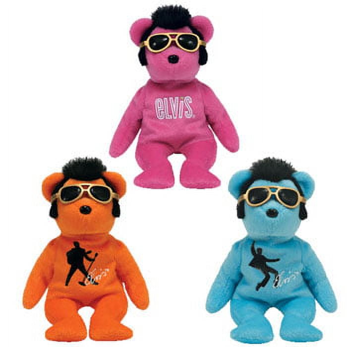 TY Beanie Babies ELVIS Bears Set of 3 Blue Beanie Shoes Beanie House Rock Bearning Love