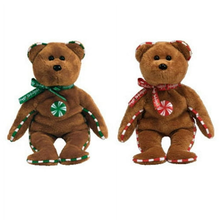 TY Beanie Babies HALLMARK HOLIDAY BEARS Set of 2 Peppermint Spearmint 8.5 inch Rare