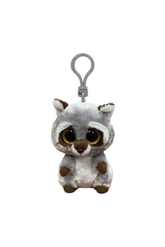 Beanie Babies Oakie Raccoon Beanie Boos 4 Inch Backpack Clip Plush Keychain Collectible