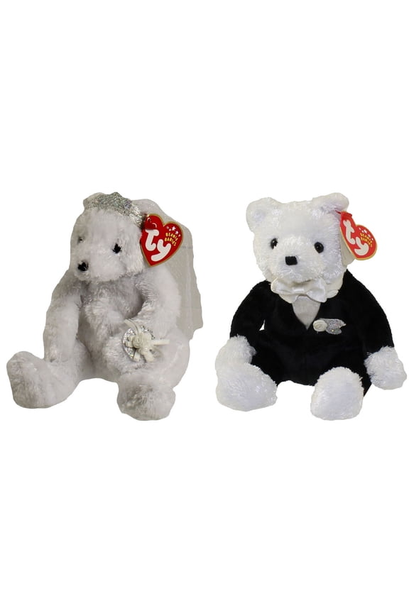 Beanie Babies - SET OF 2 WEDDING BEARS (Bride & Groom)