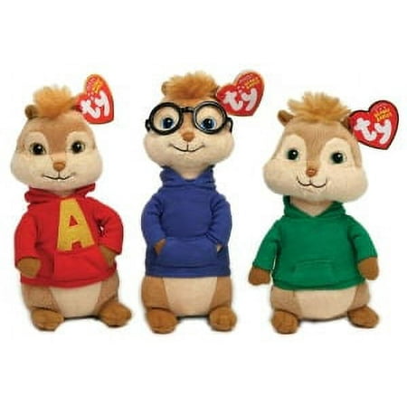 TY Beanie Babies - Set of 3 Pack Plush Chipmunks Alvin, Simon, & Theodore
