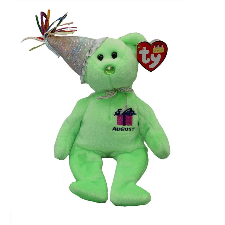 TY Beanie Baby - AUGUST the Teddy Birthday Bear (With Hat