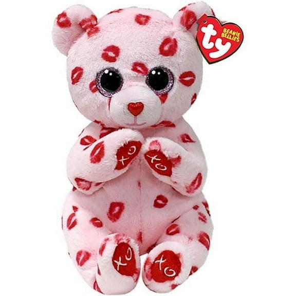 TY Beanie Baby (Beanie Bellies) - VALERIE the Valentine's Bear (Regular Size 6" Plush)(BONUS 1 ZIPPER BRACELET & 1 FUN CHOPS)