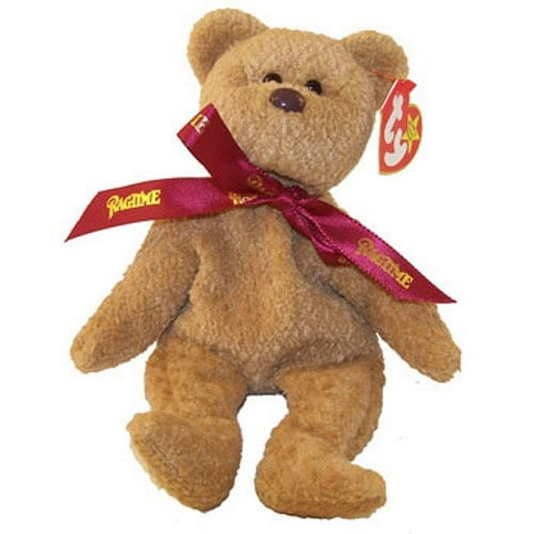 TY Beanie Baby CURLY the Bear Ragtime Musical Version Maroon