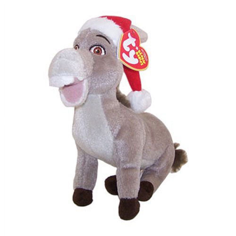 TY Beanie Baby DONKEY Shrek DVD Exclusive with Santa Hat