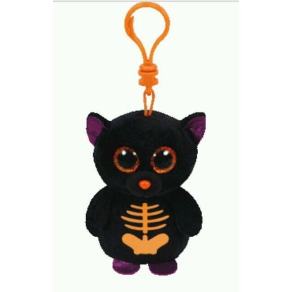 TY Beanie Baby - FANGS the Black Bat Halloween key clip 3" (Glittery Eyes) (NO TY HANG TAG) Plush