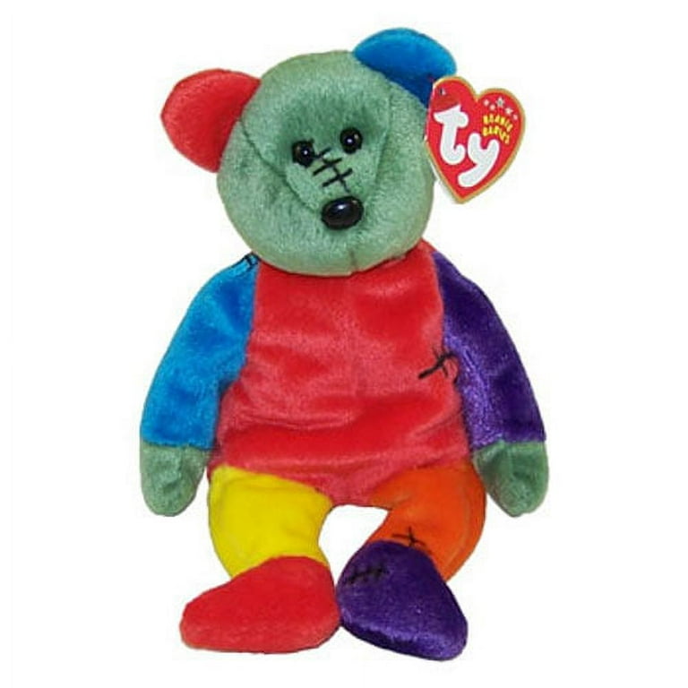 TY Beanie Baby FRANKENTEDDY Bear Red Purple Feet 8.5 inch