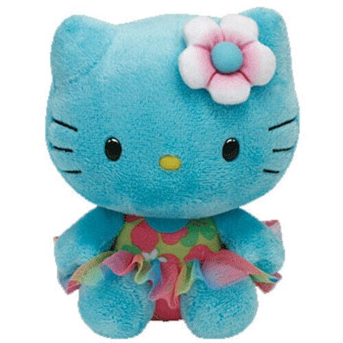 TY Beanie Baby - HELLO KITTY BLUE Hawaiian Bathing Suit With Flower (6" Plush) (BONUS ONE RANDOM TY ERASER)