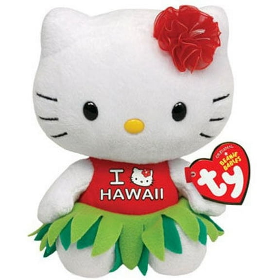 TY Beanie Baby - HELLO KITTY  I LOVE HAWAII  (6" Plush) (BONUS ONE RANDOM TY ERASER)