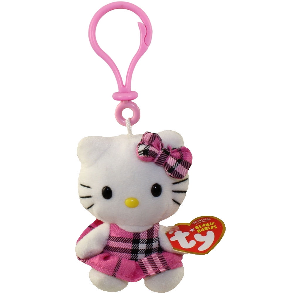 TY Beanie Baby - HELLO KITTY (PINK TARTAN PLAID) ( Plastic Key