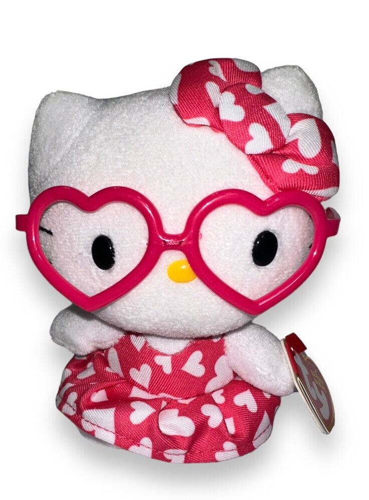 TY Beanie Baby - HELLO KITTY (Pink Heart Glasses & dress - 6