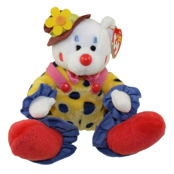 TY Beanie Baby - JUGGLES the Clown Bear (6.5" Plush) (BONUS 1 RANDOM TY ERASER)
