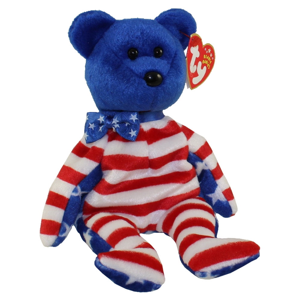 Red fashion white and blue beanie baby value