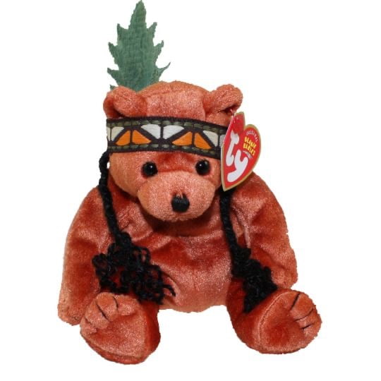 TY Beanie Baby - LITTLE FEATHER the Bear (7" Plush)(BONUS 1 FUN CHOPS & 1 TY CARD)