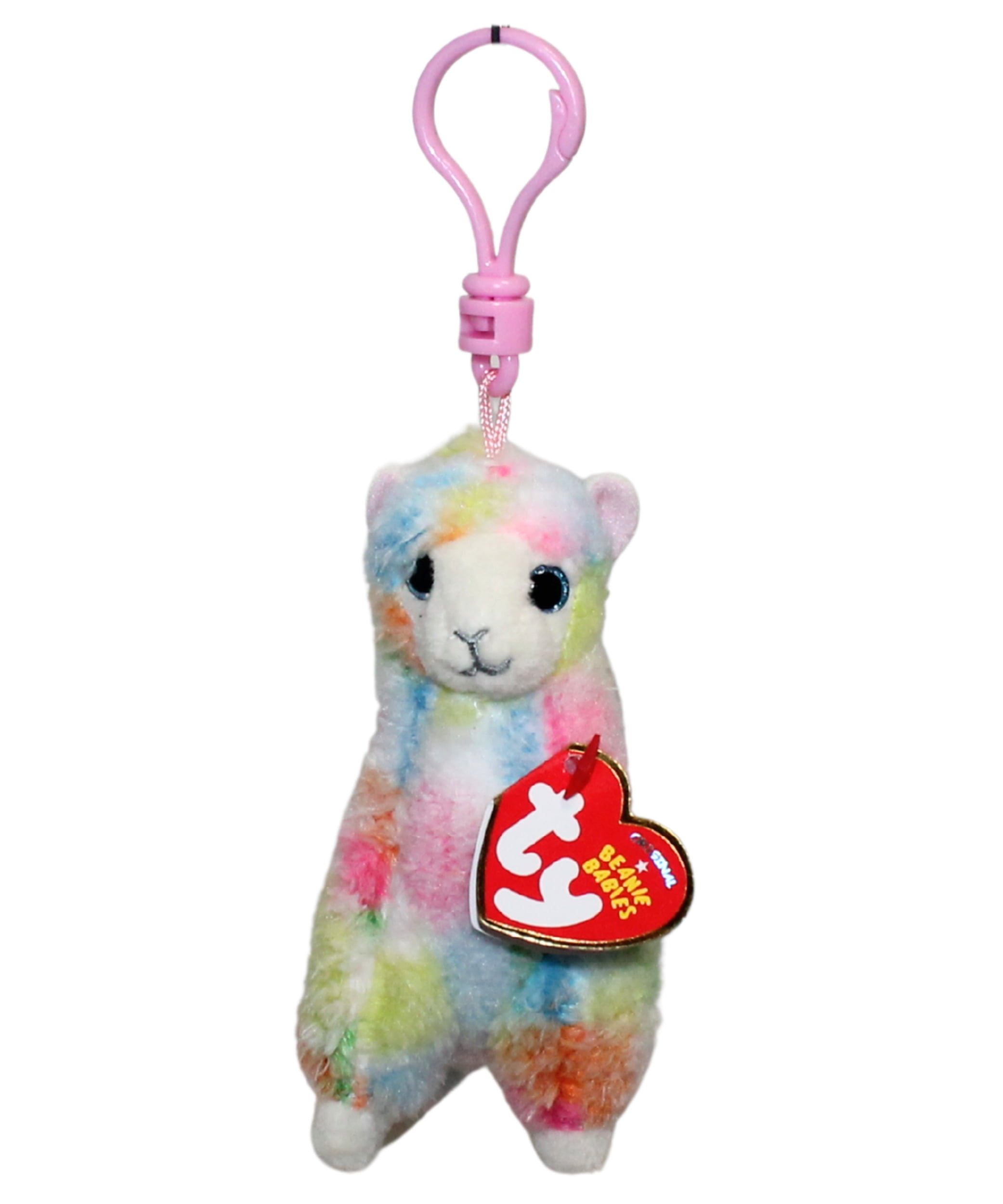 Ty Beanie Baby (Plastic Key Clip) - Lola the Rainbow Llama