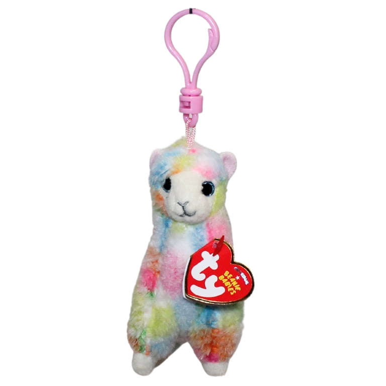 Ty Beanie Baby (Plastic Key Clip) - Lola the Rainbow Llama
