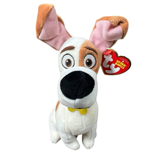 TY Beanie Baby - MAX the Jack Russell 7" Plush (Secret Life of Pets Retired w/ Tag)(BONUS 1 FUN CHOPS & 1 TY CARD)