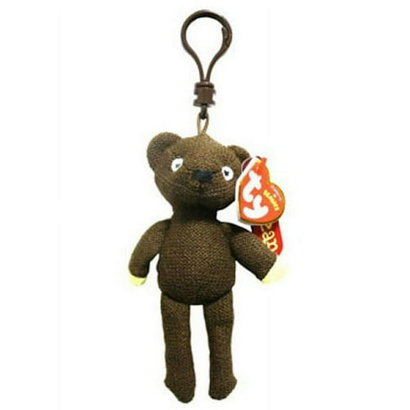 TY Beanie Baby - MR. BEAN'S TEDDY BEAR (Plastic Key Clip 4.5" Plush)(BONUS 1 FUN CHOPS)