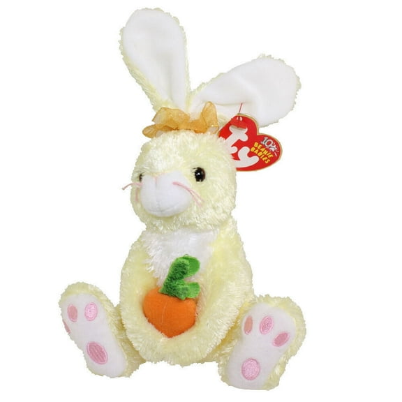 TY Beanie Baby - NIBBLIES the Yellow Bunny (Regular Size 6" Plush) (BONUS ONE RANDOM TY ERASER)