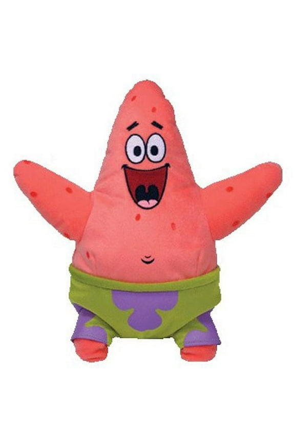 Beanie Baby - PATRICK STAR (Spongebob Squarepants 6" Plush) (NO TY HANG TAG)(BONUS 1 FUN CHOPS)
