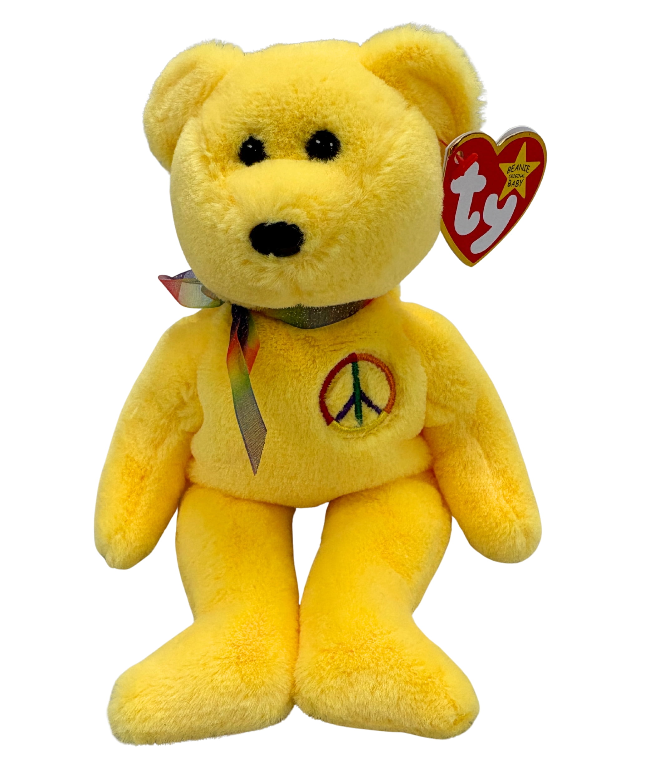 Ty Beanie Baby - Peace II the Teddy Yellow Bear – 30th Anniversary -  Stuffed Animal - Walmart.com, image size:2083x2500