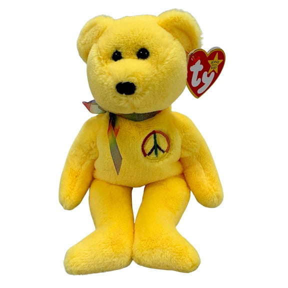 Ty Beanie Baby - Peace II the Teddy Yellow Bear   30th Anniversary  - Stuffed Animal
