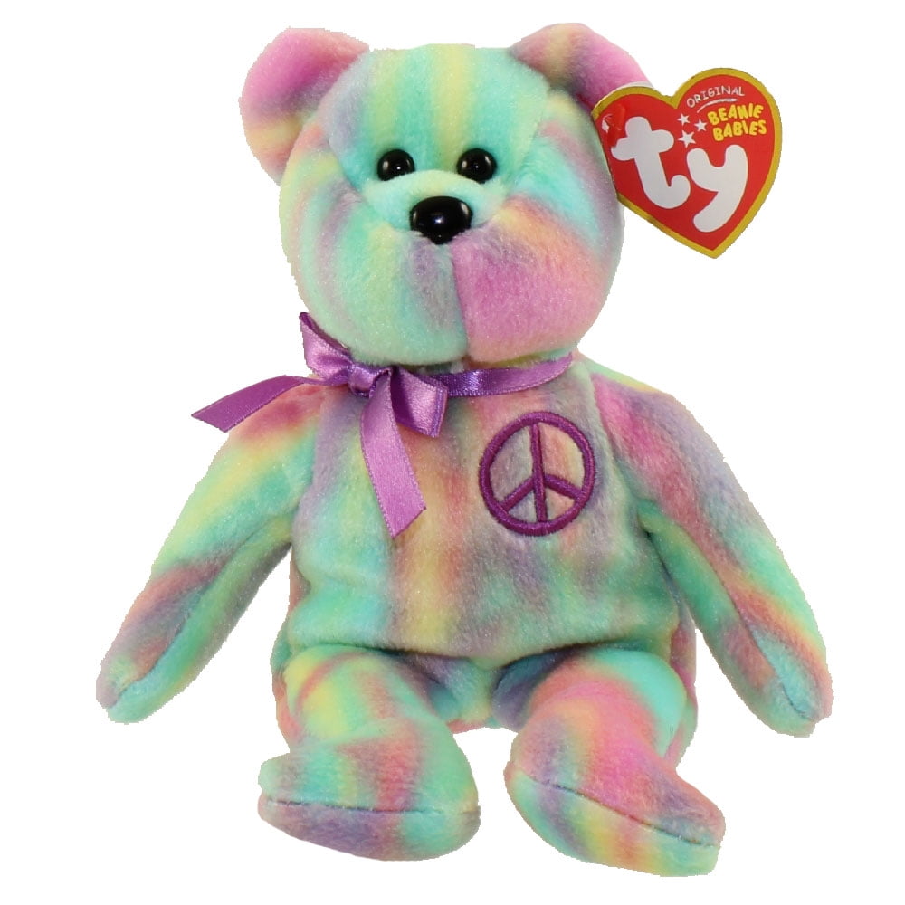 Peace Sign Tie Dye Beanie Baby Bear TY Beanie Baby PEACE The Ty