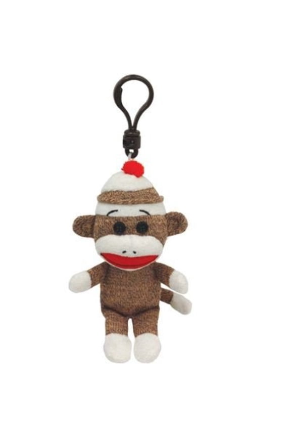 Beanie Baby - SOCKS the Sock Monkey (Brown) ( Plastic Key Clip ) (5.5 inch)