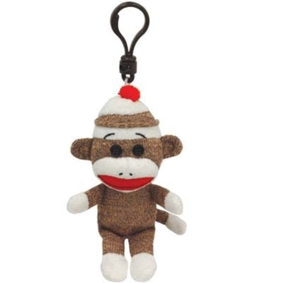 TY Beanie Baby - SOCKS the Sock Monkey (Brown) ( Plastic Key Clip ) (5.5 inch)