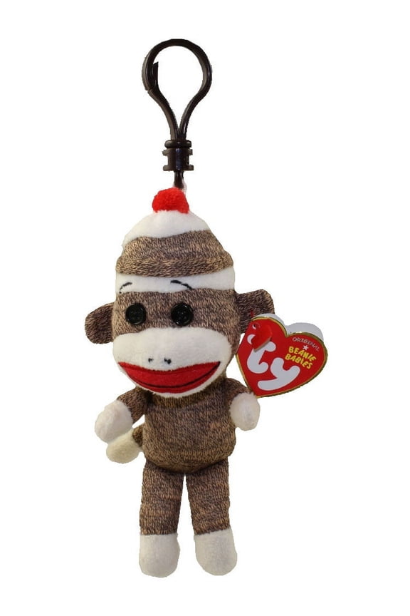 Beanie Baby - SOCKS the Sock Monkey (Brown) ( Plastic Key Clip ) (5.5 inch)