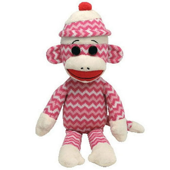 TY Beanie Baby - SOCKS the Sock Monkey (Pink & White Zig Zag) (8.5 inch)
