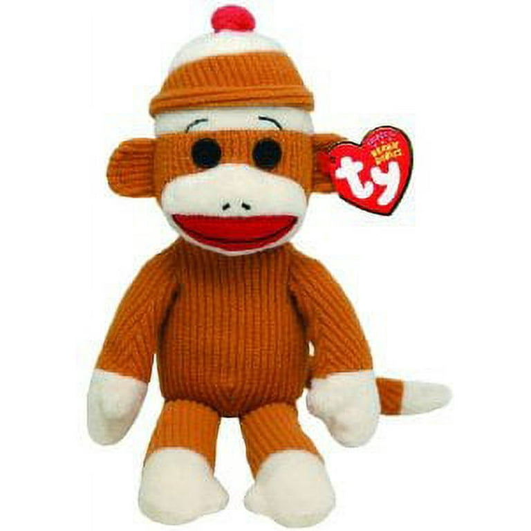 TY Beanie Baby SOCKS the Sock Monkey Tan Corduroy 8.5 inch