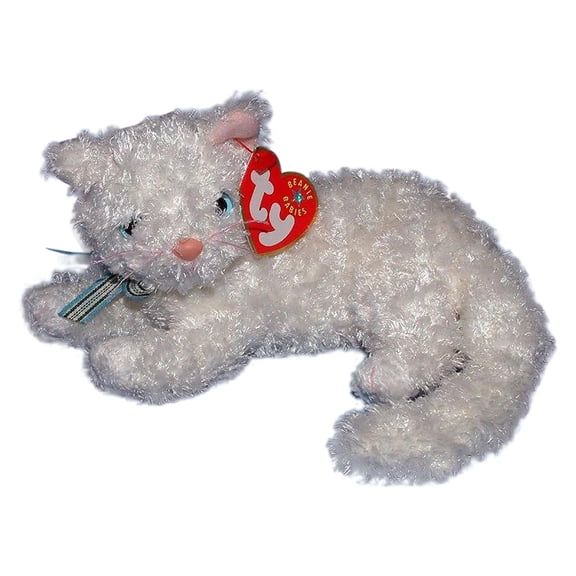 TY Beanie Baby - STARLETT the White Cat (Regular Size 6" Plush)(BONUS 1 FUN CHOPS & 1 TY CARD)