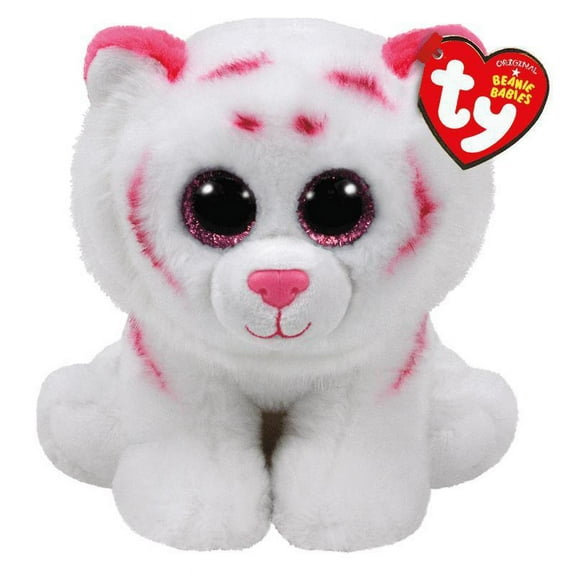TY Beanie Baby - TABOR the Pink & White Tiger (Regular Size 9" Medium) With Fun Chops