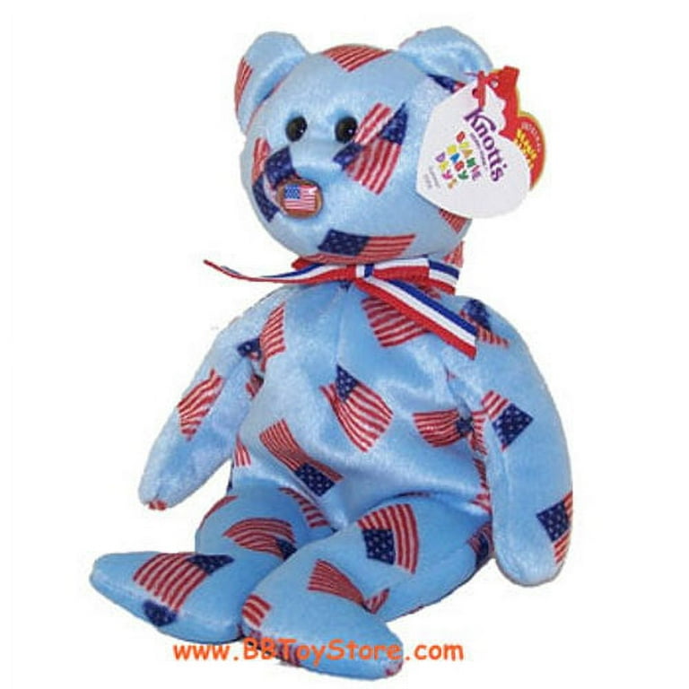 TY Beanie Baby UNION the Bear w USA Flag Nose w Knott s Berry Farm Tag