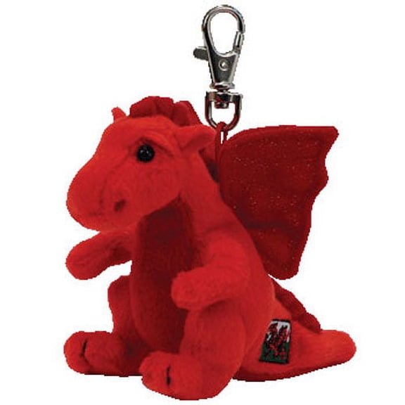 TY Beanie Baby - Y DDRAIG GOCH the Dragon ( Metal Key Clip - UK Exclusive ) (3.5 inch)