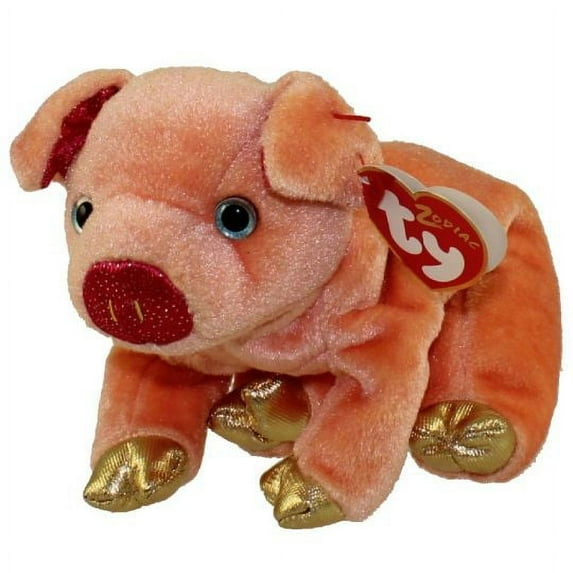 TY Beanie Baby - ZODIAC the Pig (Regular Size 6.5" Plush) ONE BONUS RANDOM TY ERASER