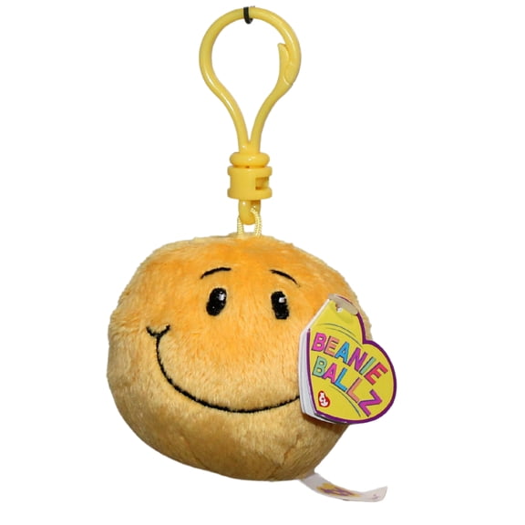 Ty Beanie Ballz (PlasticKey Clip) - Smiley the Emoji Ball  - Stuffed Animal