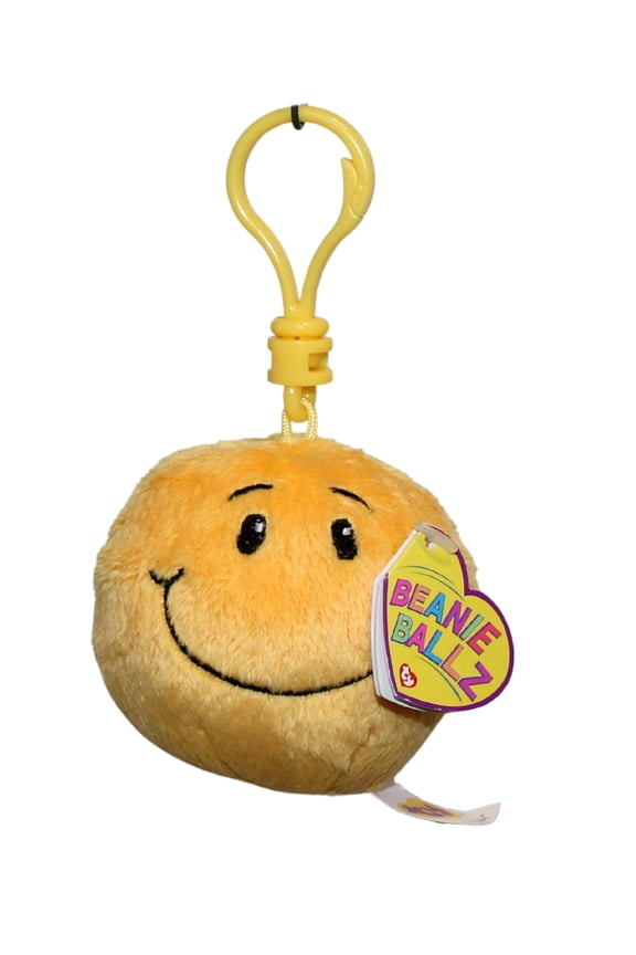 Beanie Ballz (PlasticKey Clip) - Smiley the Emoji Ball  - Stuffed Animal