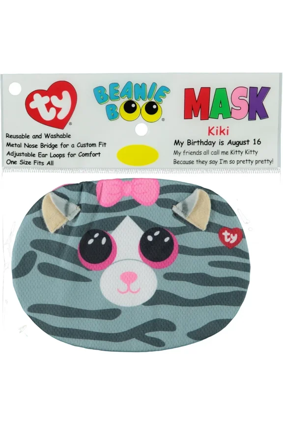 Beanie Boo - KIKI the Cat Face Mask (Reusable Washable)(BONUS 1 FUN CHOPS)