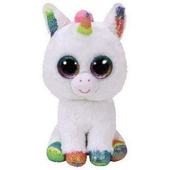 TY Beanie Boo Plush - PIXY the Unicorn (Rainbow Glittery Eyes)(NO TY HANG TAG) 6" Plush