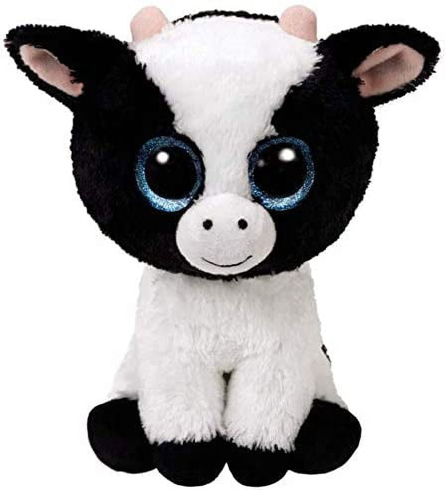 TY Beanie Boo s Glitter Eye Cow Butter Plush Black White 6