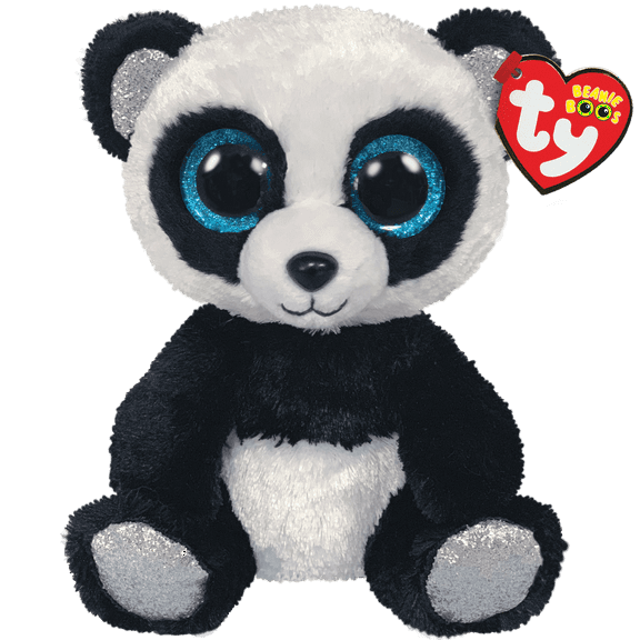 TY Beanie Boos - BAMBOO the Panda (Blue Glitter Eyes - Silver Feet)(Medium Size - 9 inch)