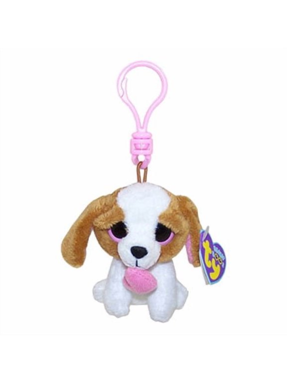 Beanie Boos - COOKIE the Brown Dog with Heart (Solid Eye Color) (Plastic Key Clip - 3 inch)
