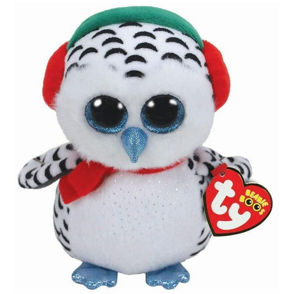 TY Beanie Boos - Christmas Limited Edition Nester the Winter Owl (Glitter Eyes) Small 6" Plush